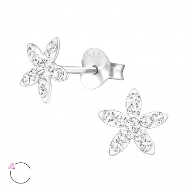 Flower - 925 Sterling Silver Kids Ear Studs with Crystal SD32814