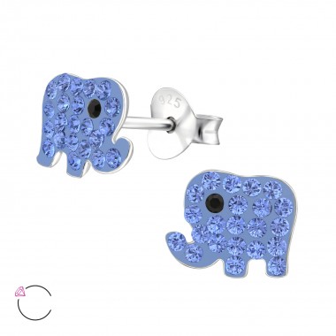 Elephant - 925 Sterling Silver Kids Ear Studs with Crystal SD34567