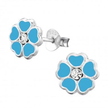 Flower - 925 Sterling Silver Kids Ear Studs with Crystal SD3686