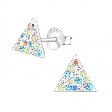 Triangle - 925 Sterling Silver Kids Ear Studs with Crystal SD37033