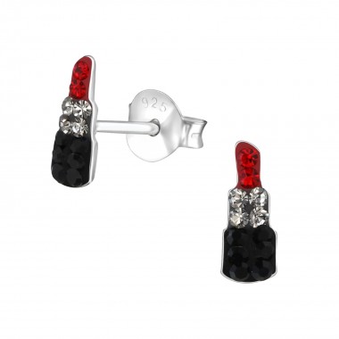 Lipstick - 925 Sterling Silver Kids Ear Studs with Crystal SD37034