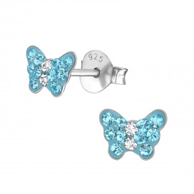 Butterfly - 925 Sterling Silver Kids Ear Studs with Crystal SD37739