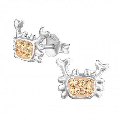 Crab - 925 Sterling Silver Kids Ear Studs with Crystal SD37740