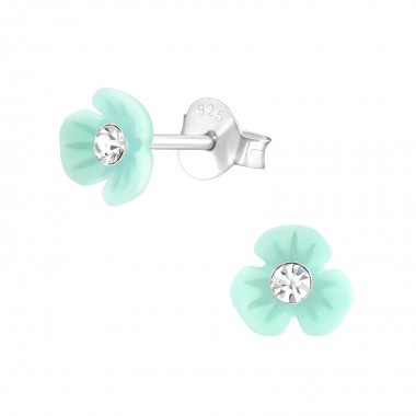 Flower - 925 Sterling Silver Kids Ear Studs with Crystal SD37891