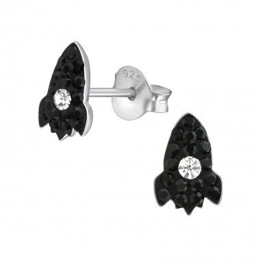 Rocket Ship - 925 Sterling Silver Kids Ear Studs with Crystal SD38011
