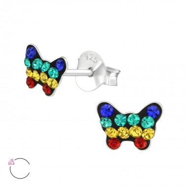 Butterfly - 925 Sterling Silver Kids Ear Studs with Crystal SD38306