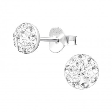 Round - 925 Sterling Silver Kids Ear Studs with Crystal SD38352