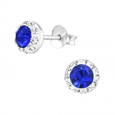 Round - 925 Sterling Silver Kids Ear Studs with Crystal SD38506