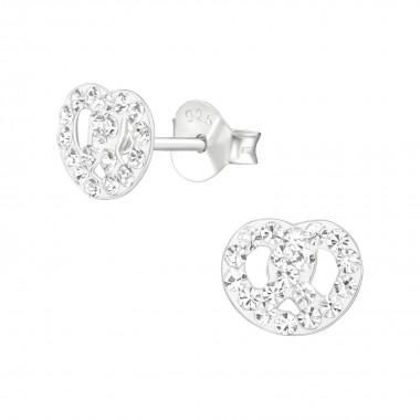 Pretzel - 925 Sterling Silver Kids Ear Studs with Crystal SD38673