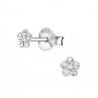 Flower - 925 Sterling Silver Kids Ear Studs with Crystal SD38674