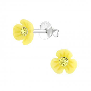 Flower - 925 Sterling Silver Kids Ear Studs with Crystal SD38738
