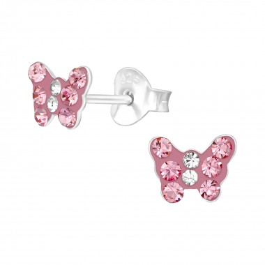 Butterfly - 925 Sterling Silver Kids Ear Studs with Crystal SD39422