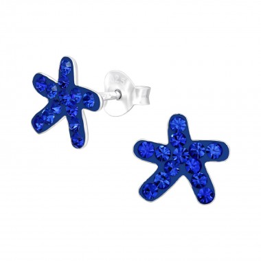 Starfish - 925 Sterling Silver Kids Ear Studs with Crystal SD39516