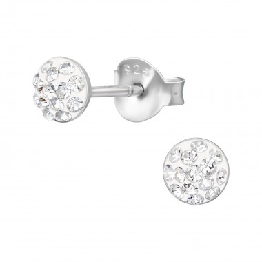 Round - 925 Sterling Silver Kids Ear Studs with Crystal SD39838