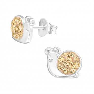 Snail - 925 Sterling Silver Kids Ear Studs with Crystal SD39849
