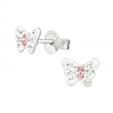 Butterfly - 925 Sterling Silver Kids Ear Studs with Crystal SD39853