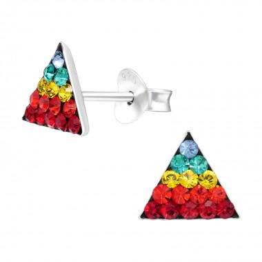 Triangle - 925 Sterling Silver Kids Ear Studs with Crystal SD41132