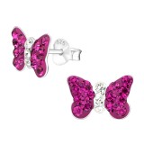 Butterfly - 925 Sterling Silver Kids Ear Studs with Crystal SD4942