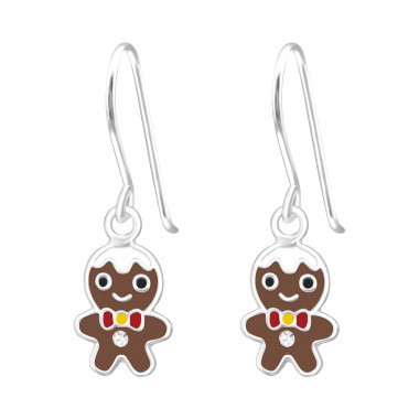 Hanging Gingerbread - 925 Sterling Silver Kids Earrings SD41488