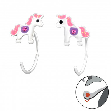 Unicorn - 925 Sterling Silver Kids Earrings SD43464