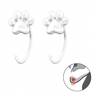 Paw Print - 925 Sterling Silver Kids Earrings SD43467