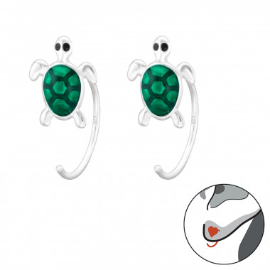 Turtle - 925 Sterling Silver Kids Earrings SD43475