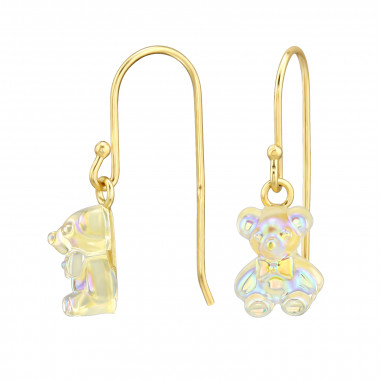 Acrylic Bear - 925 Sterling Silver Kids Earrings SD49593
