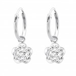 Flower - 925 Sterling Silver Kids Hoops SD10542 Flower - 925 Sterling Silver Kids Hoops SD10542