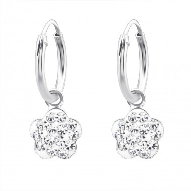 Flower - 925 Sterling Silver Kids Hoops SD10542