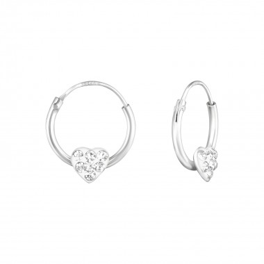 Heart - 925 Sterling Silver Kids Hoops SD21961