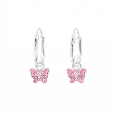 Butterfly - 925 Sterling Silver Kids Hoops SD22296