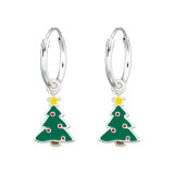 Christmas Tree - 925 Sterling Silver Kids Hoops SD22601