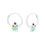 Cupcake - 925 Sterling Silver Kids Hoops SD25445