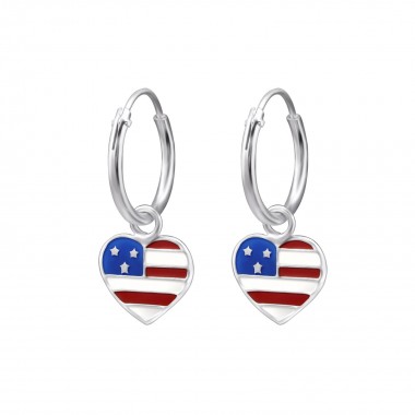 Usa Flag - 925 Sterling Silver Kids Hoops SD28022