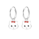 Cat Face - 925 Sterling Silver Kids Hoops SD28046