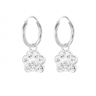 Paw Print - 925 Sterling Silver Kids Hoops SD28056