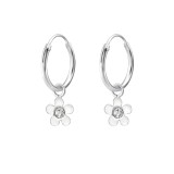 Flower - 925 Sterling Silver Kids Hoops SD28061