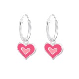 Heart - 925 Sterling Silver Kids Hoops SD28635