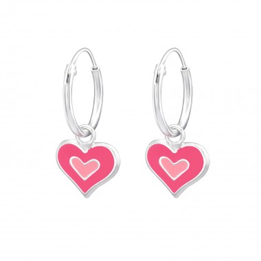 Heart - 925 Sterling Silver Kids Hoops SD28635