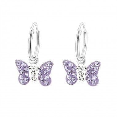 Butterfly - 925 Sterling Silver Kids Hoops SD2916