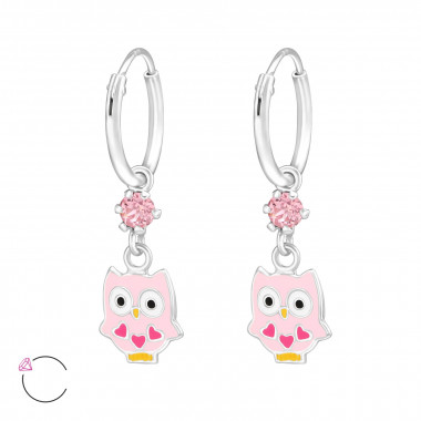 Owl - 925 Sterling Silver Kids Hoops SD32900