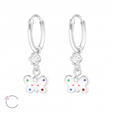 Butterfly - 925 Sterling Silver Kids Hoops SD32903