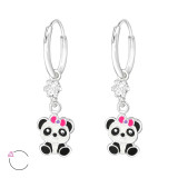 Hanging Panda - 925 Sterling Silver Kids Hoops SD32904