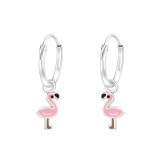 Flamingo - 925 Sterling Silver Kids Hoops SD36981