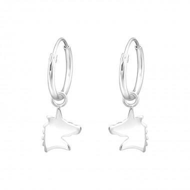 Hanging Unicorn - 925 Sterling Silver Kids Hoops SD36984