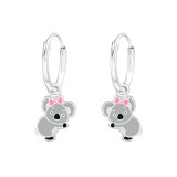 Hanging Koala - 925 Sterling Silver Kids Hoops SD36985