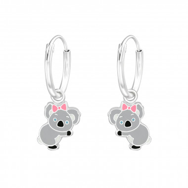 Hanging Koala - 925 Sterling Silver Kids Hoops SD36985