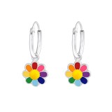 Flower - 925 Sterling Silver Kids Hoops SD36988