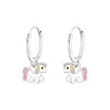 Hanging Unicorn - 925 Sterling Silver Kids Hoops SD38310