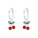Cherry - 925 Sterling Silver Kids Hoops SD41462